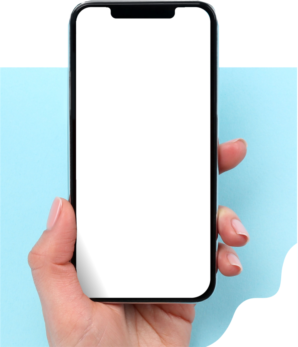 woman holding empty phone screen