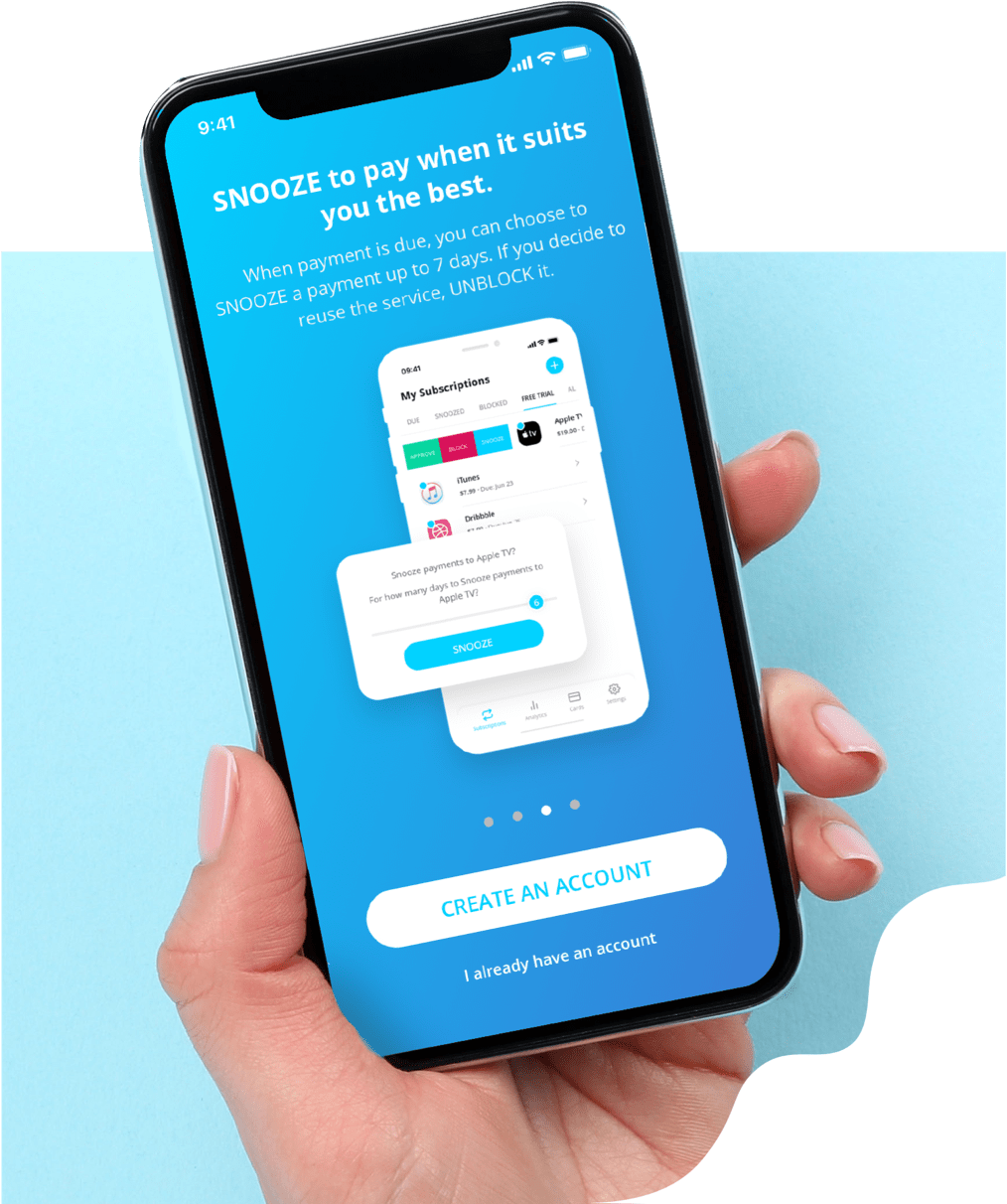 screen with revuto snooze subscription option